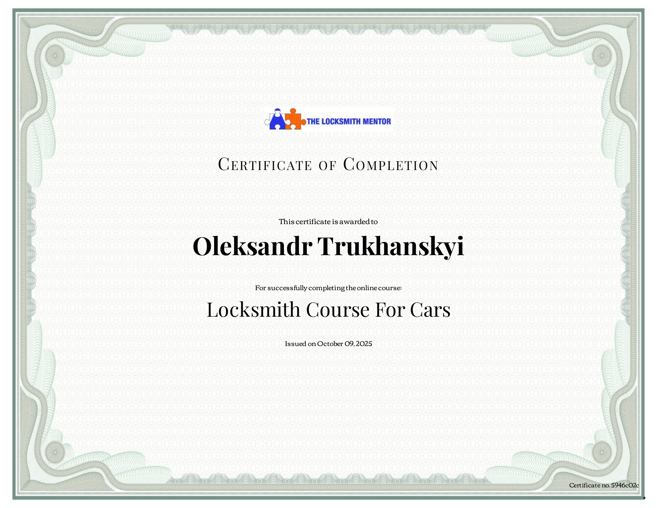 Professional locksmith certification — Alex Mobile Locksmith